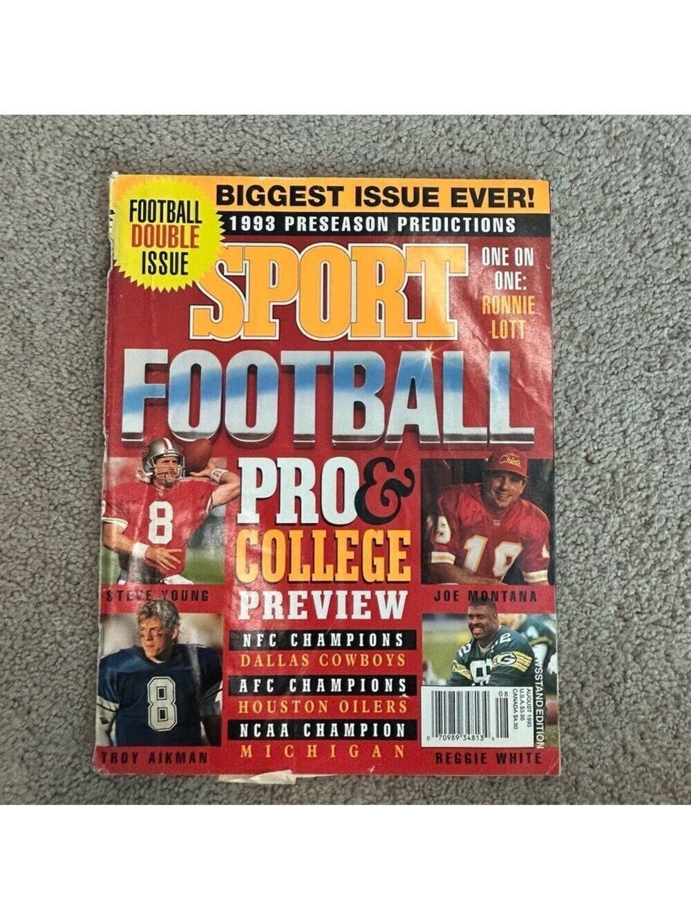 Sport Football Aug 1993 Vintage collectable magazine